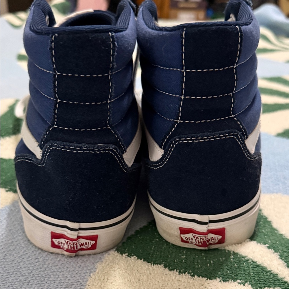 Vans High-Top Sneakers in Dark Blue and White - Picture 3 of 6